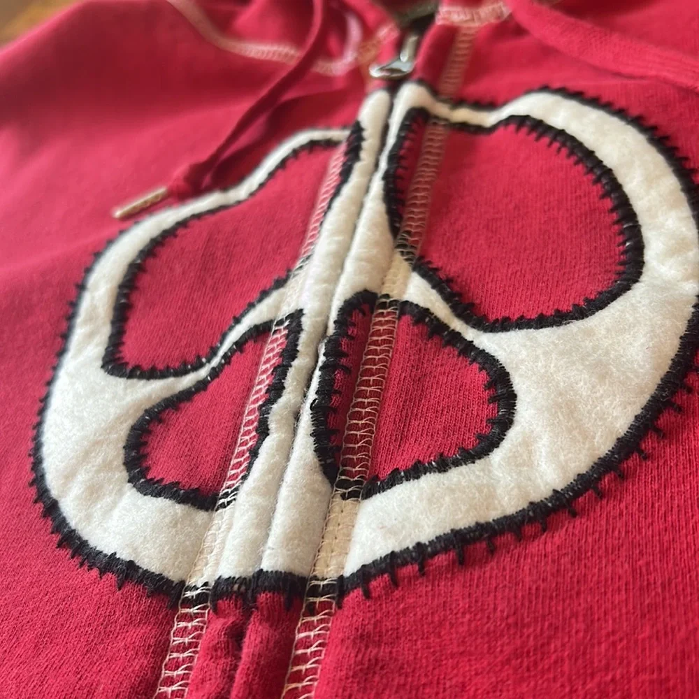 Lucky Brand Vintage Inspired Full Zip Jacket Sweatshirt Hoodie Peace Sz S Red - Picture 13 of 16